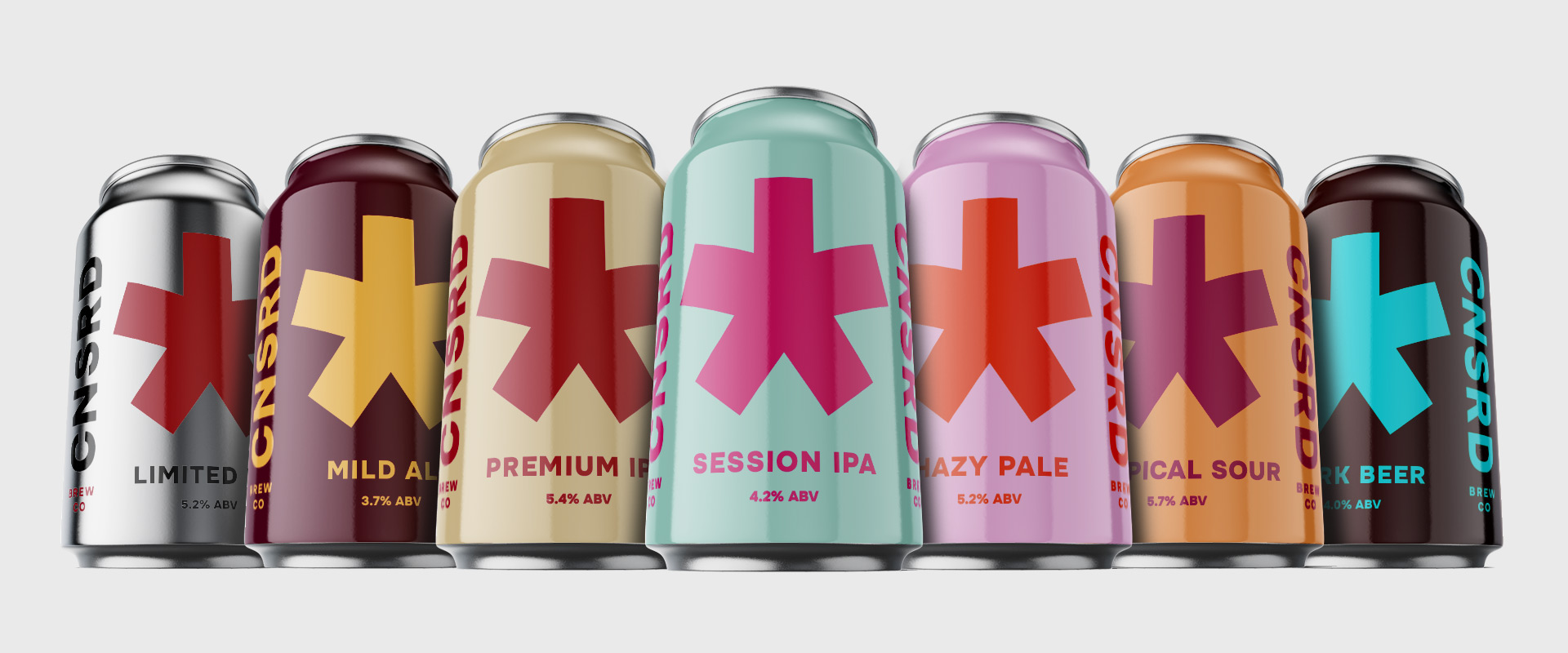 Censored Brew beer can design full product line group photo