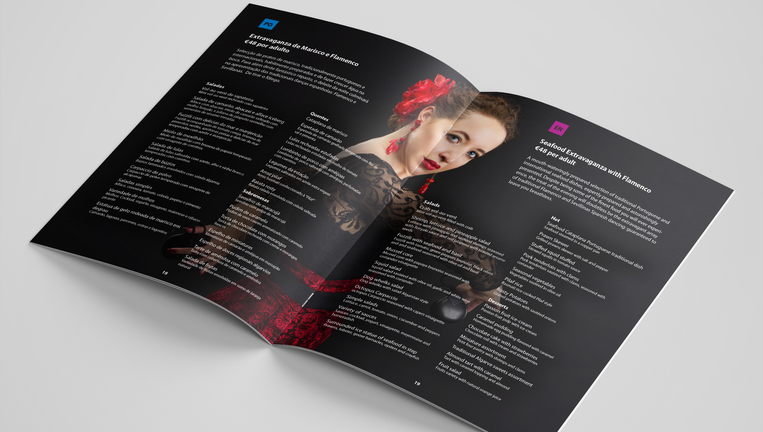 Dona Filipa Summer brochure centre spread with Flamenco dancer