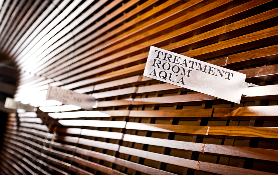 Grand Spa wayfinding signage for Treatment Room Aqua